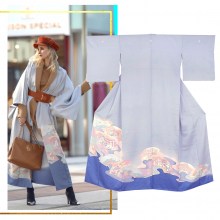 The kimono is Japanese for women. Blue color. KM209